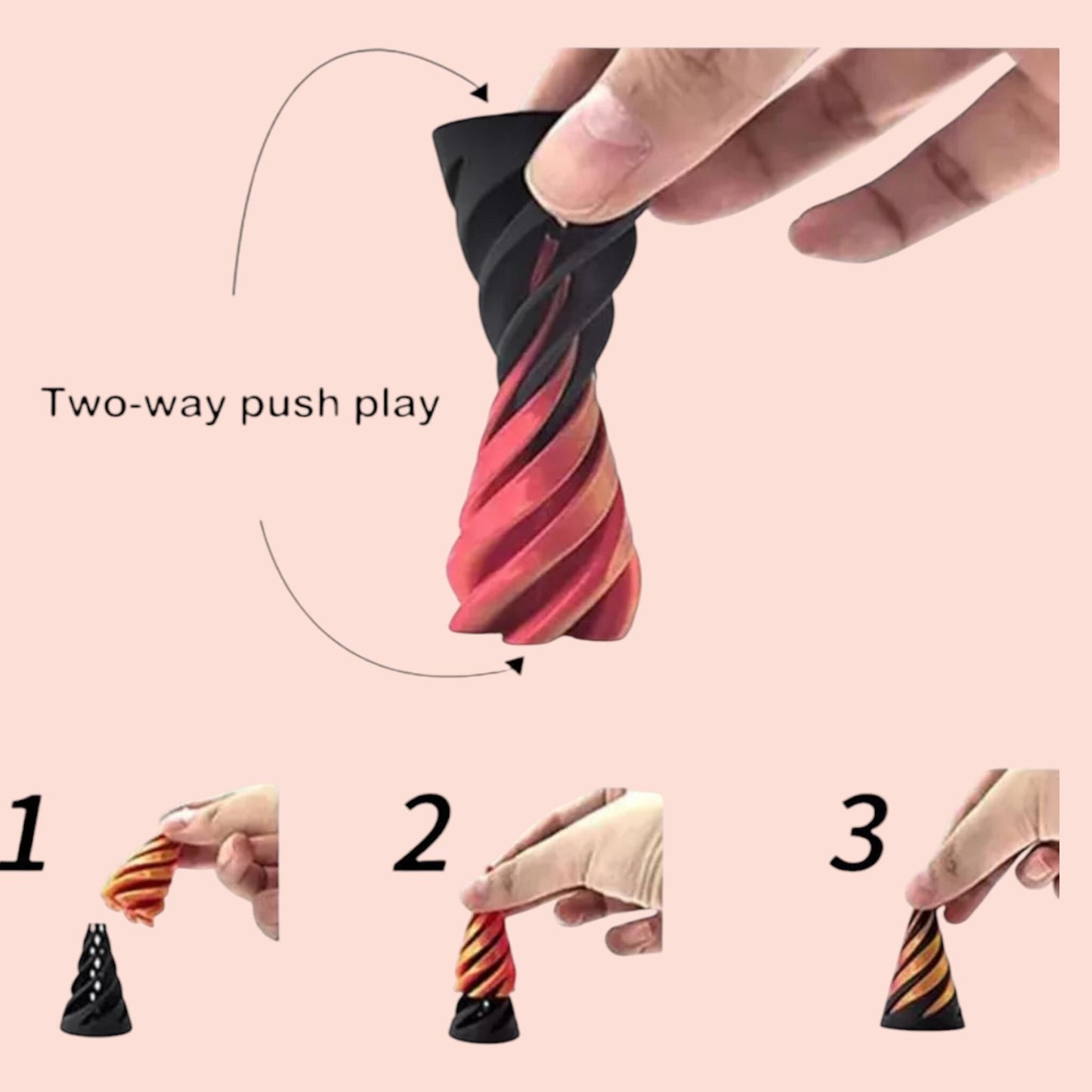 Impossible Pyramid – Sensory Passthrough Sculpture | Spiral Cone Design | Tri-Colour Base + Dual-Colour Core | UK-Made