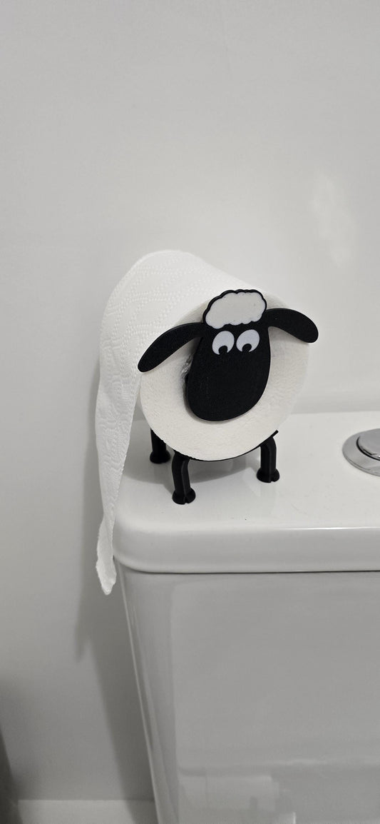 Shaun the Sheep Toilet Roll Holder – 3D Printed Funny Bathroom Decor – Free-Standing PLA Novelty Gift