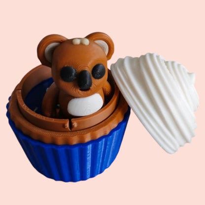 Articulated Sensory Koala bear & cupcake container combo Mamal. 3D Printed