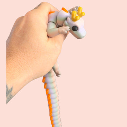 Qinglong XL 13" Baby Dragon – Squishy Articulated Sensory Pal – Pastel Rainbow Magic