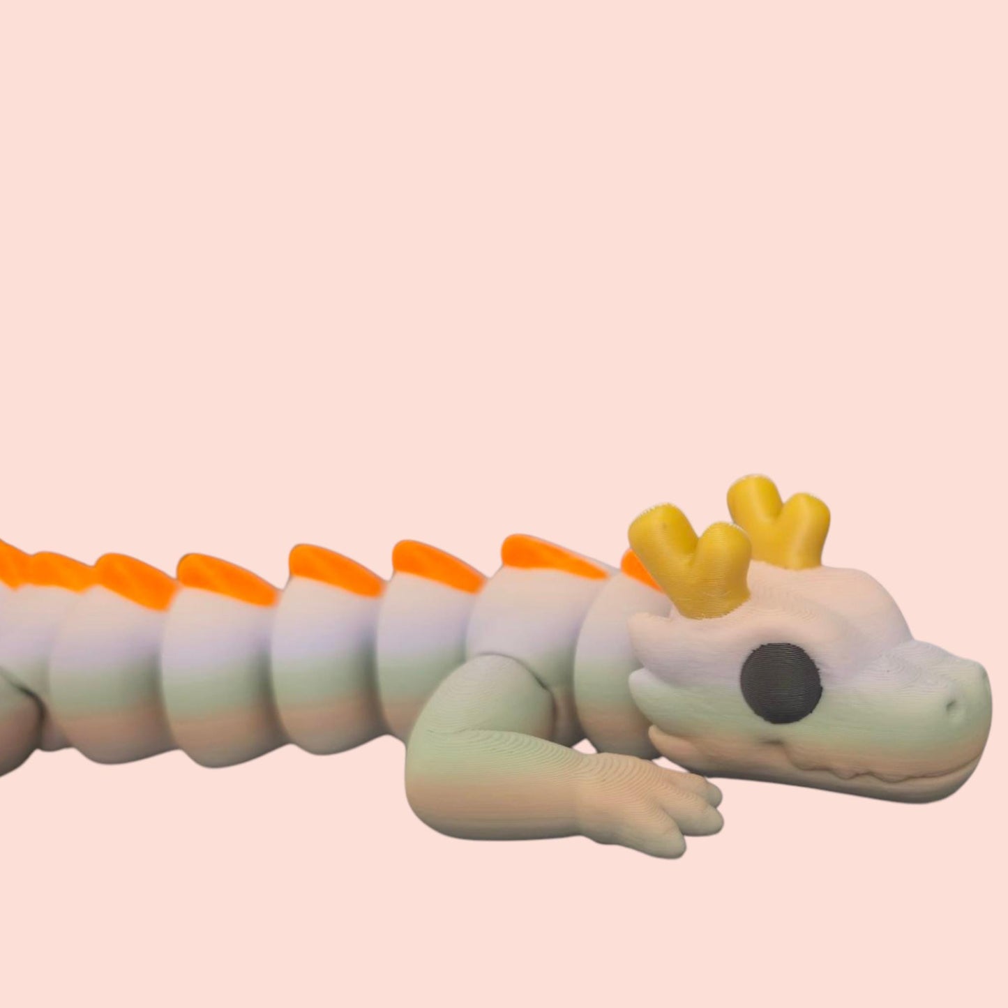 Qinglong XL 13" Baby Dragon – Squishy Articulated Sensory Pal – Pastel Rainbow Magic