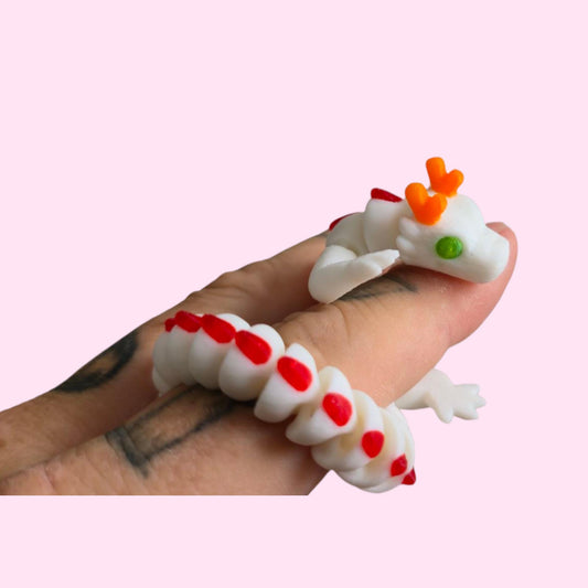 Qinglong Baby Dragon – 7 Inch Articulated 3D Printed Figurine – Poseable Sensory Toy – Mythical Creature Gift – Pocket Dragon Collectible"