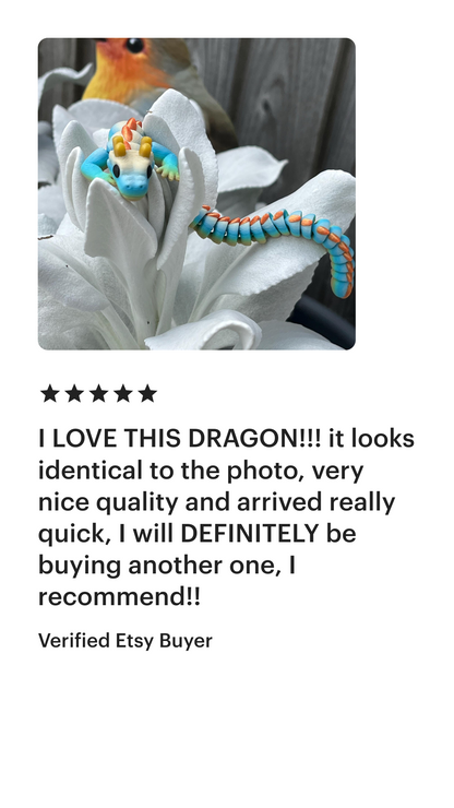 Qinglong Dragon – Matte multi colour 7" Poseable Dragon Toy | Articulated Sensory Fidget Gift